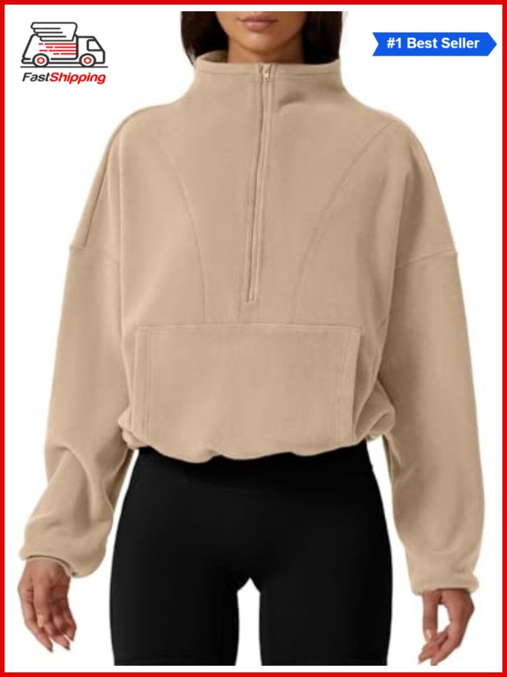 ✨ QINSEN Women Half Zip Fleece Sweatshirt Mock Neck Long Sleeve Sherpa Pullover